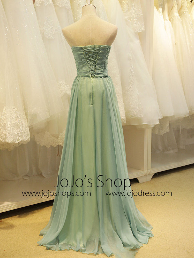 Strapless Long Chiffon Formal Evening Dress