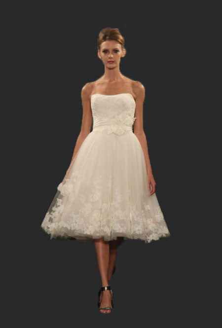 Strapless Short Knee Length Floral Lace Dress | DV2049