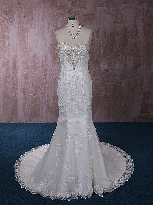 Strapless Mermaid Lace Dress with Jeweled Neckline | QT815005