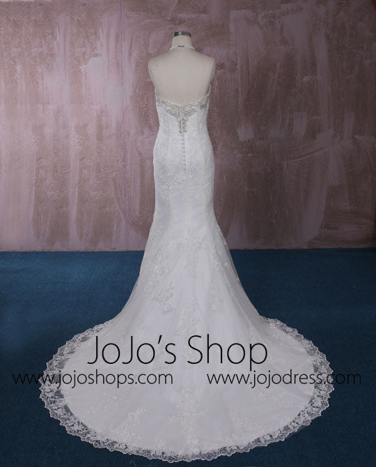 Strapless Mermaid Lace Dress with Jeweled Neckline | QT815005