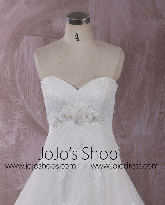 Strapless Lace Dress with Sweetheart Neckline and Empire Waist | QT85285