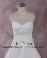 Strapless Lace Dress with Sweetheart Neckline and Empire Waist | QT85285