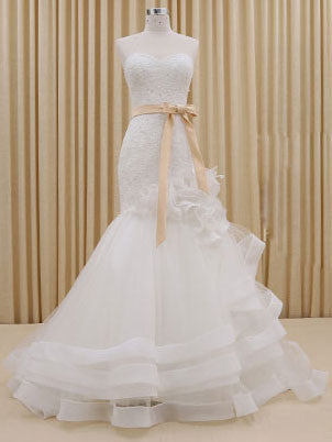 Strapless Mermaid Fit and Flare Lace Dress | RS3009