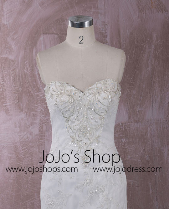 Strapless Mermaid Lace Dress with Jeweled Bodice | QT85856