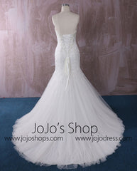 Strapless Mermaid Lace Dress with Jeweled Bodice | QT85856