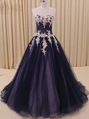 Navy Tulle Ball Gown Formal Prom Dress