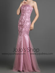 Strapless Mermaid Style Lace Formal Evening Dress 