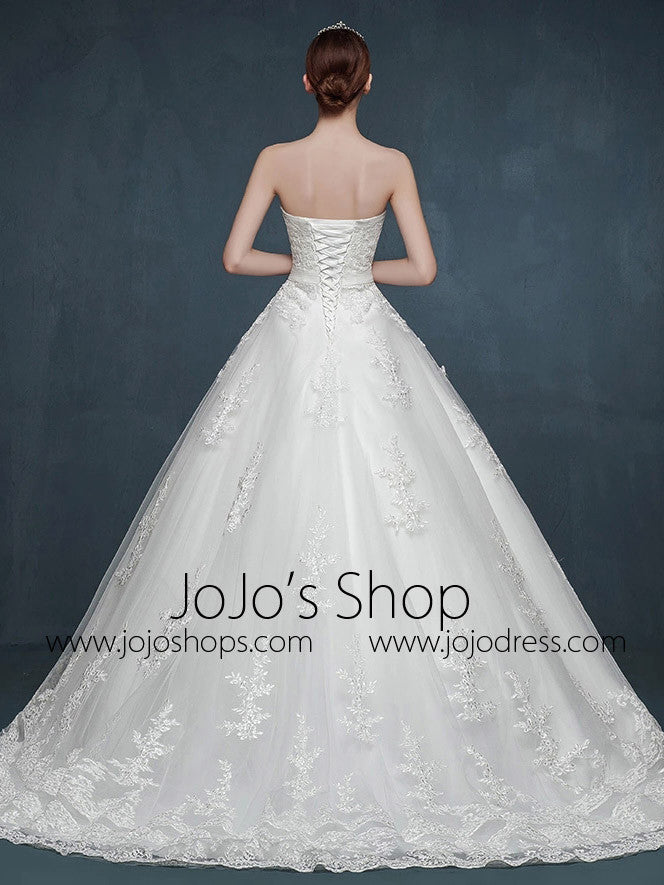 Strapless Lace Ball Gown Dress