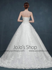 Strapless Lace Ball Gown Dress