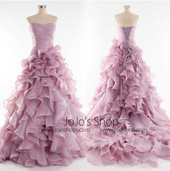 Strapless Organza Ruffles Evening Dress Prom Dress Homecoming Dress G8001