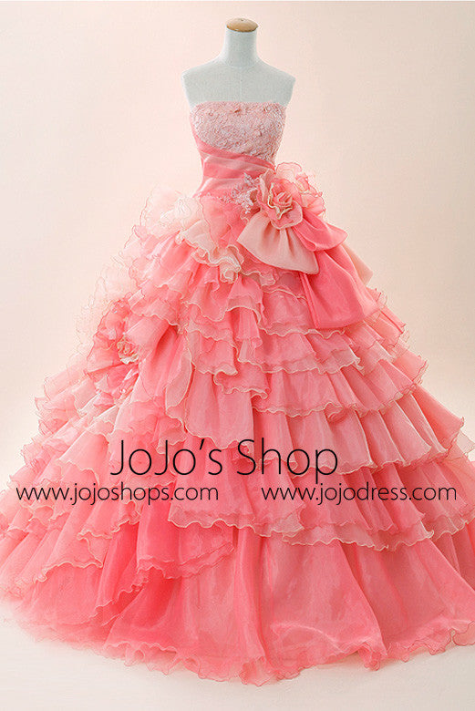 Glamorous Pink Quinceanera Ball Gown with Ruffles G2015