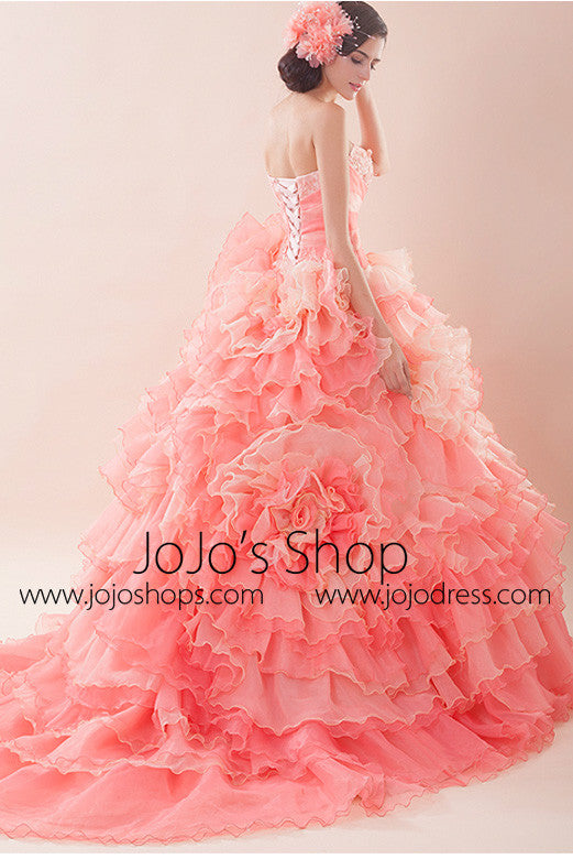 Glamorous Pink Quinceanera Ball Gown with Ruffles G2015