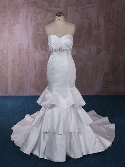 Strapless Satin Mermaid Dress with Tiered Ruffle Skirt | QT815003