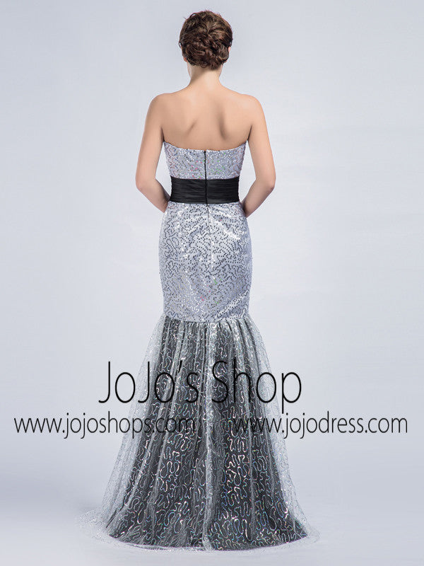 Strapless Mermaid Formal Prom Dress with Sequin Lace