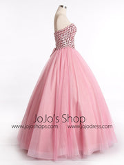 Strapless Pink Ball Gown Evening Dress with Sparkly Bodice | RS3007
