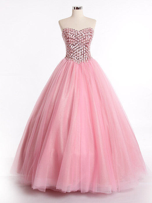 Strapless Pink Ball Gown Evening Dress with Sparkly Bodice | RS3007