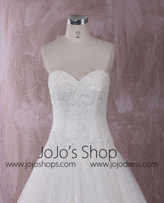 Timeless Ball Gown Lace Dress with Dropped Waist | QT85364