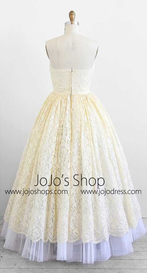 Vintage Ivory Strapless formal prom dress