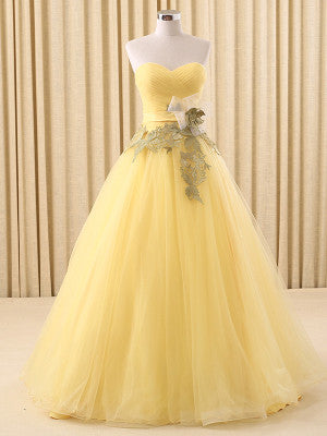 Yellow Strapless Home Coming Dress