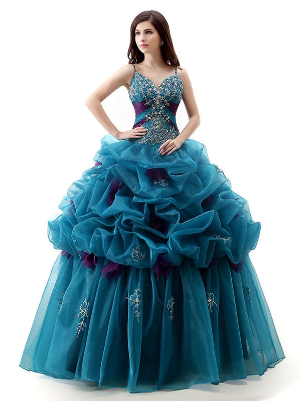 Teal Green Home Coming Quincerean Ball Gown EN104