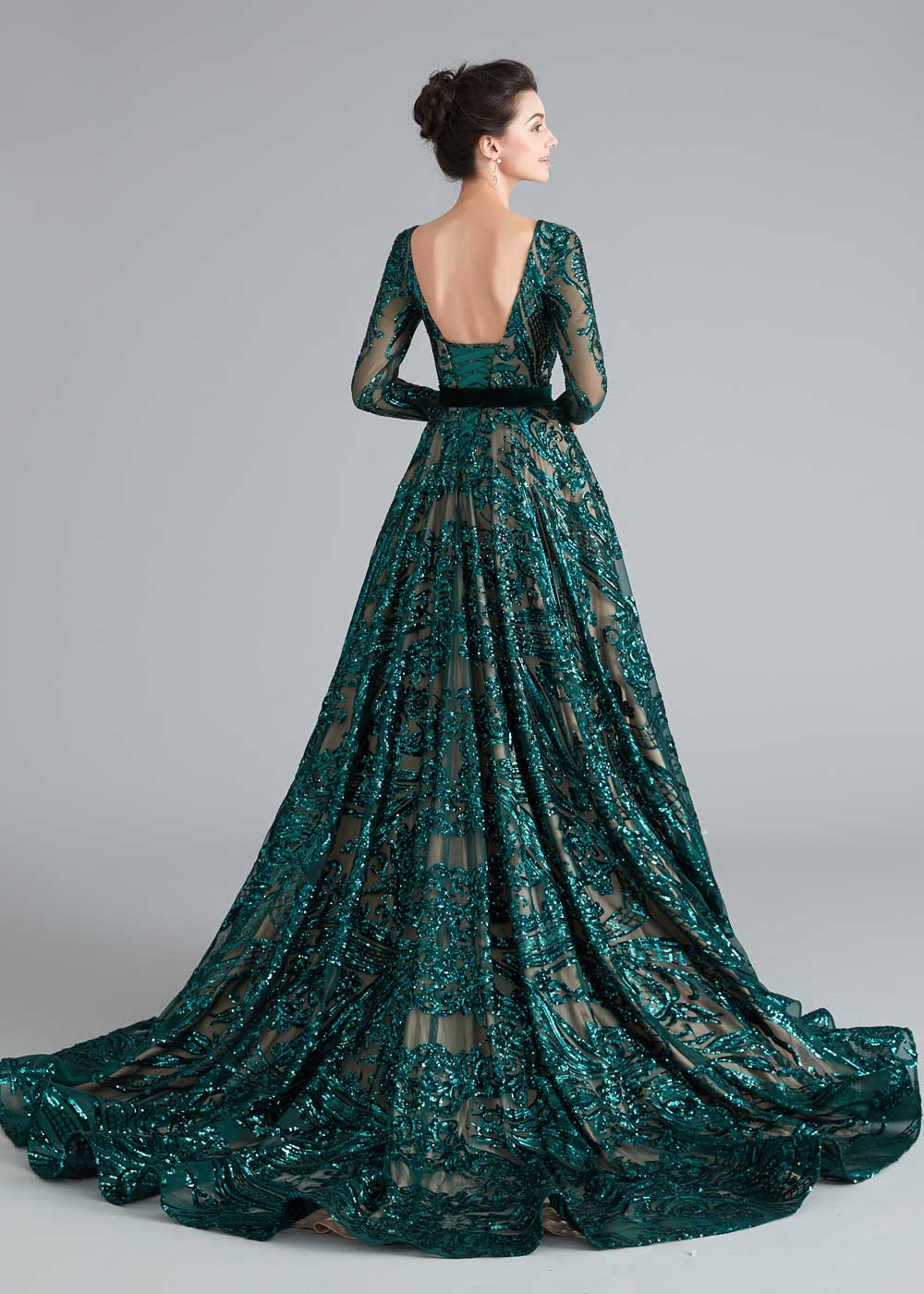 Teal Sequin Shimmery A-line Home Coming Prom Dress