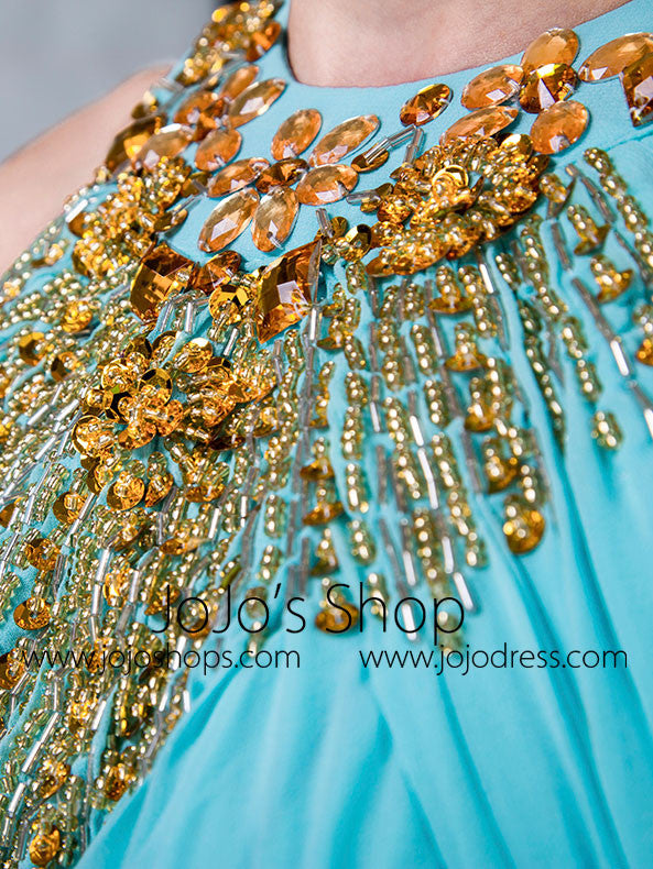 Turquoise Grecian Halter Long Formal Prom Evening Dress Size 12 / Turquoise Turquoise Grecian Halter Long Formal Prom Evening Dress Size 12 / Turquoise