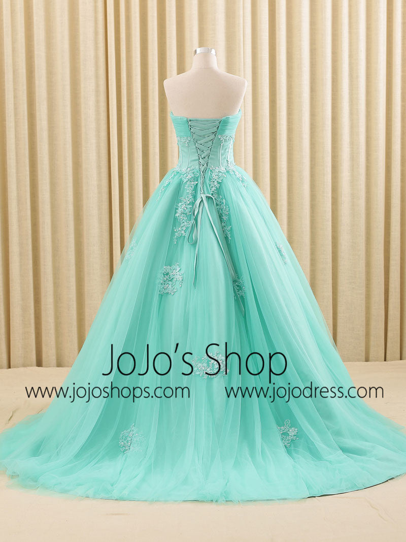 Turquoise Lace Ball Gown Dress | RS6805 Tur