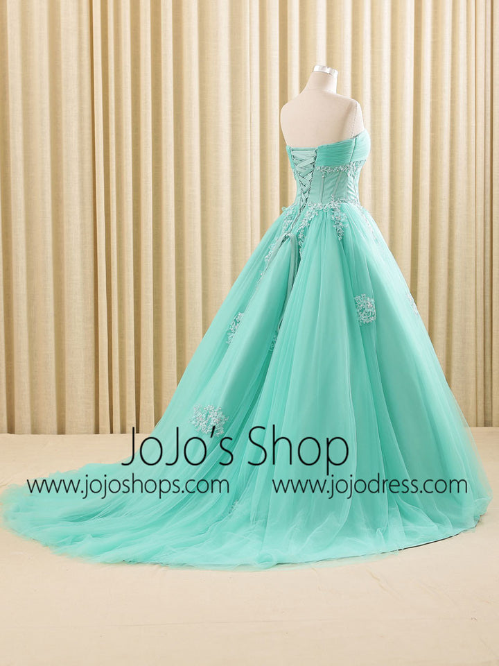 Turquoise Lace Ball Gown Dress | RS6805 Tur