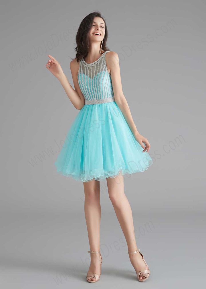 Chic Short Turquoise Tulle Evening Dress