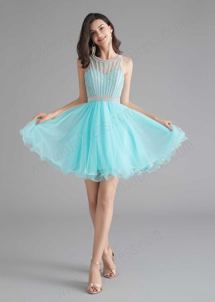 Chic Short Turquoise Tulle Evening Dress
