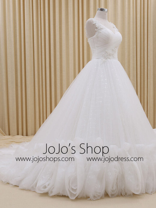 V Neck Tulle and Lace Ball Gown Dress | RS3008