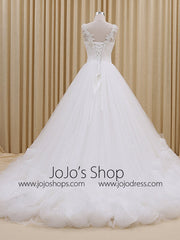 V Neck Tulle and Lace Ball Gown Dress | RS3008