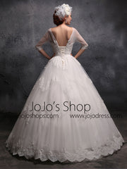 Victorian Vintage Style Lace Debutante Ball Gown Dress with 3/4 Sleeves X024