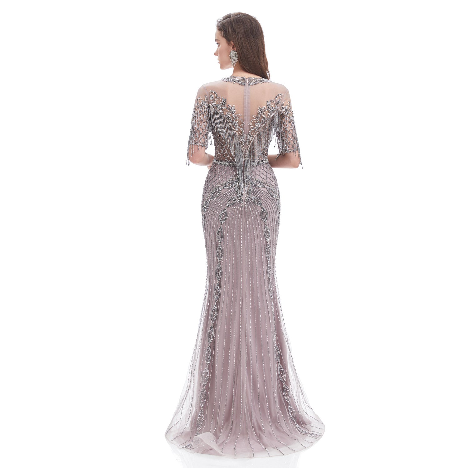 Silver Gray Gatsby Style Formal Evening Dress EN4614