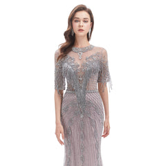 Silver Gray Gatsby Style Formal Evening Dress EN4614