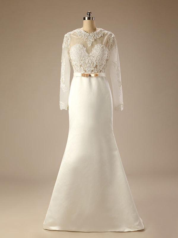 Vintage Style Satin Lace Wedding Dress LG122