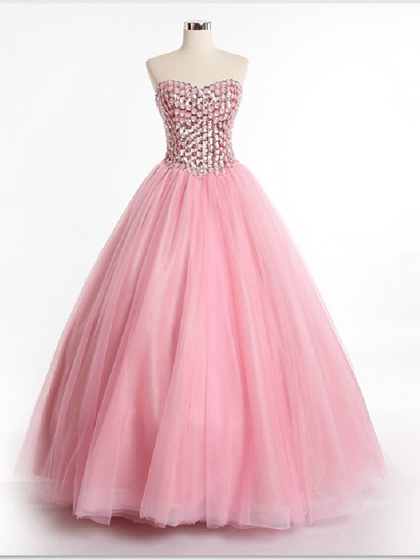Strapless Pink Prom Formal Dress with Sparkly Jewels