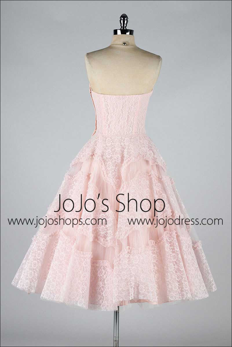 Vintage Inspired Strapless Soft Pink Short Prom Evening Dress DV2081