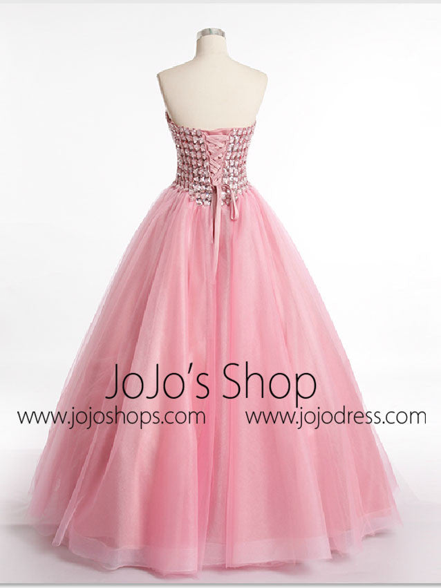 Strapless Pink Prom Formal Dress with Sparkly Jewels