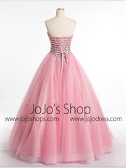 Strapless Pink Prom Formal Dress with Sparkly Jewels