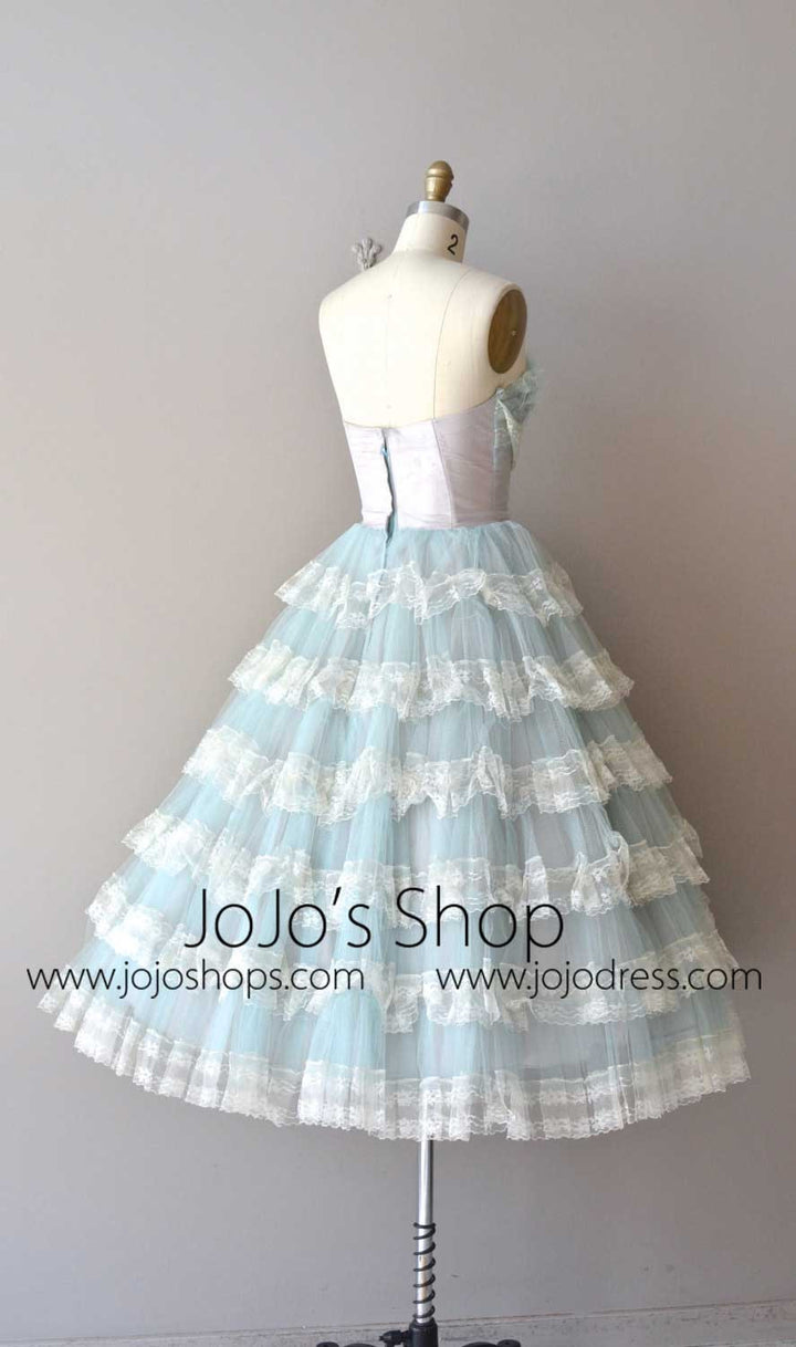 Ice Blue Princess Tea Length Prom Dress