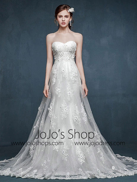 Whimsical Strapless Lace Dress