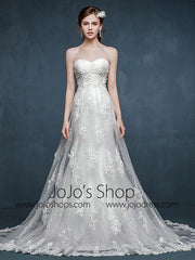 Whimsical Strapless Lace Dress