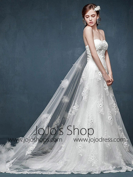 Whimsical Strapless Lace Dress