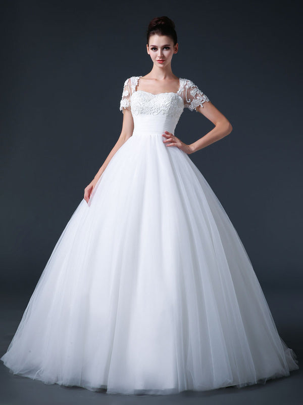 Ball Gown Debutante Dress with Short Sleeves CC3012