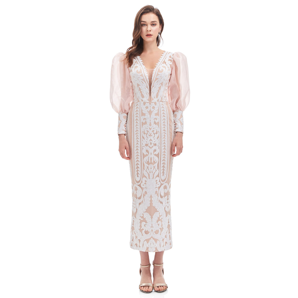 Ivory Lace Ankel Length Formal Dress