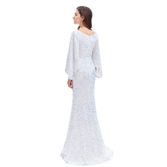 White Sparkly Maxi Formal Evening Gown EN4608