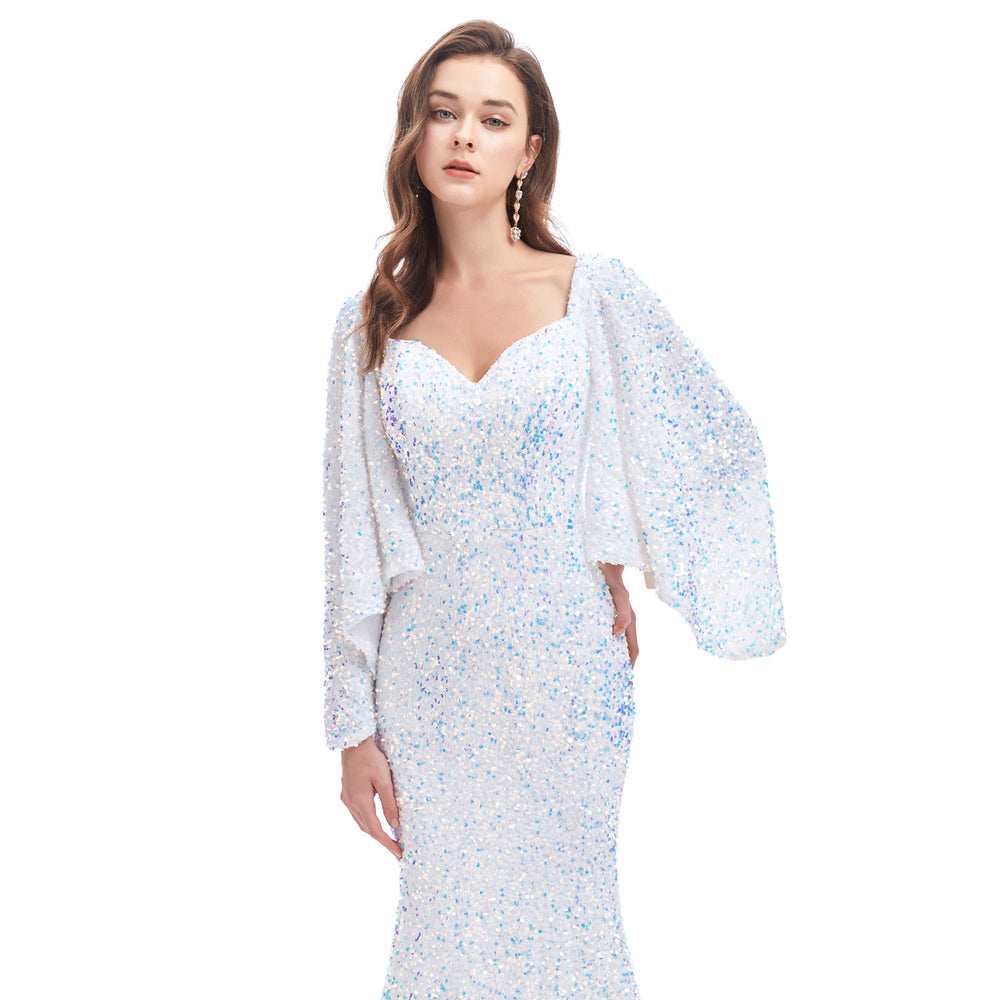 White Sparkly Maxi Formal Evening Gown EN4608